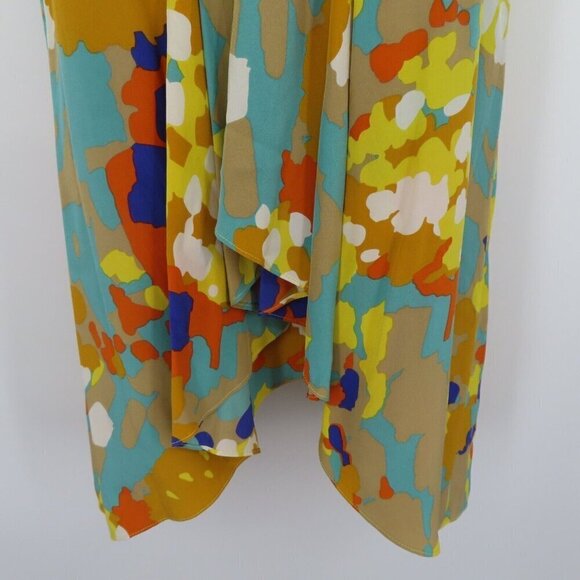 Diane von Furstenberg Womens 4 Falyn Beige Yellow Blue Silk Flowy Tank Top Shirt - Picture 3 of 8